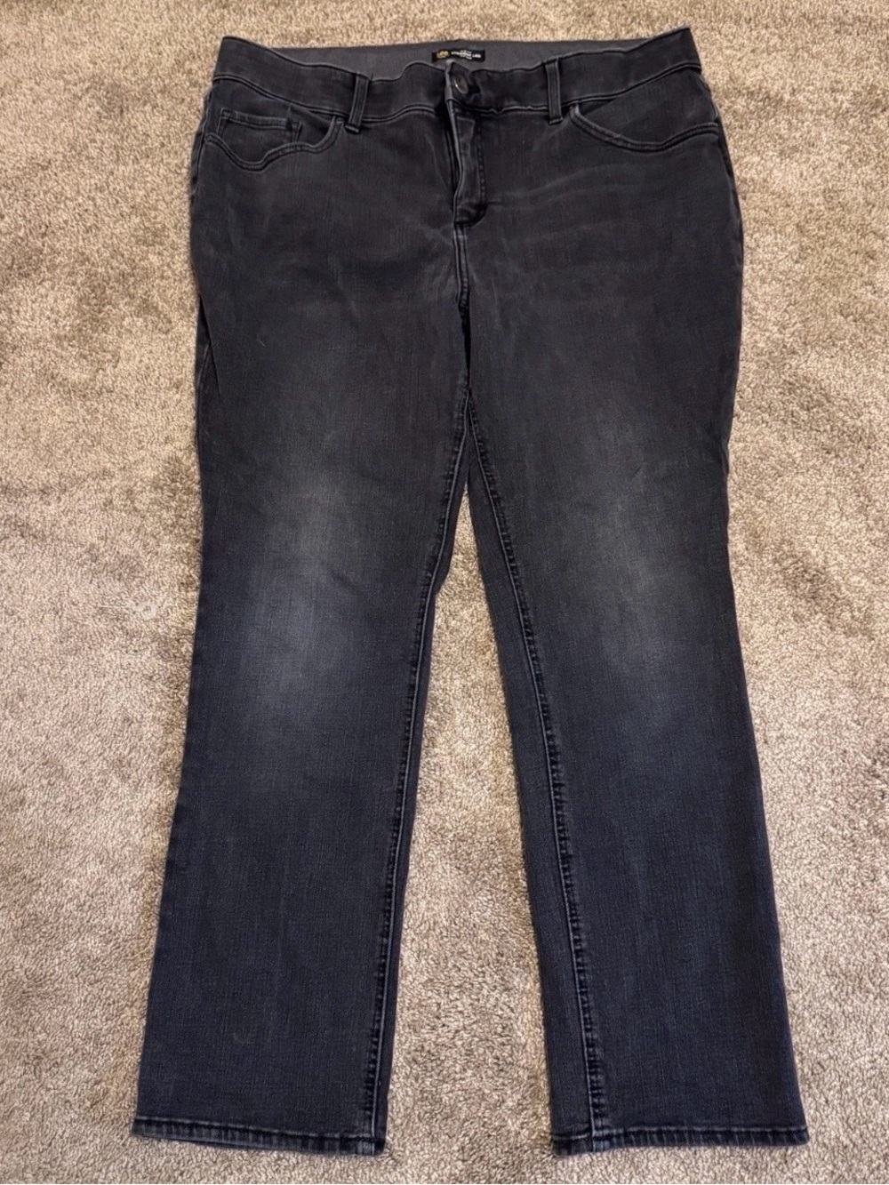 Lee Jeans Womens 20W Black Denim Slim Fit Straight Leg Mid Rise Pockets